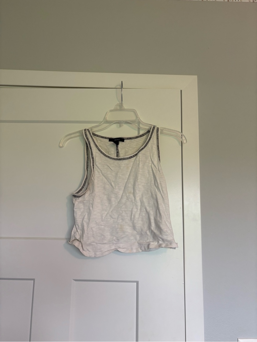 White Sleeveless Tank Top with Contrast Trim